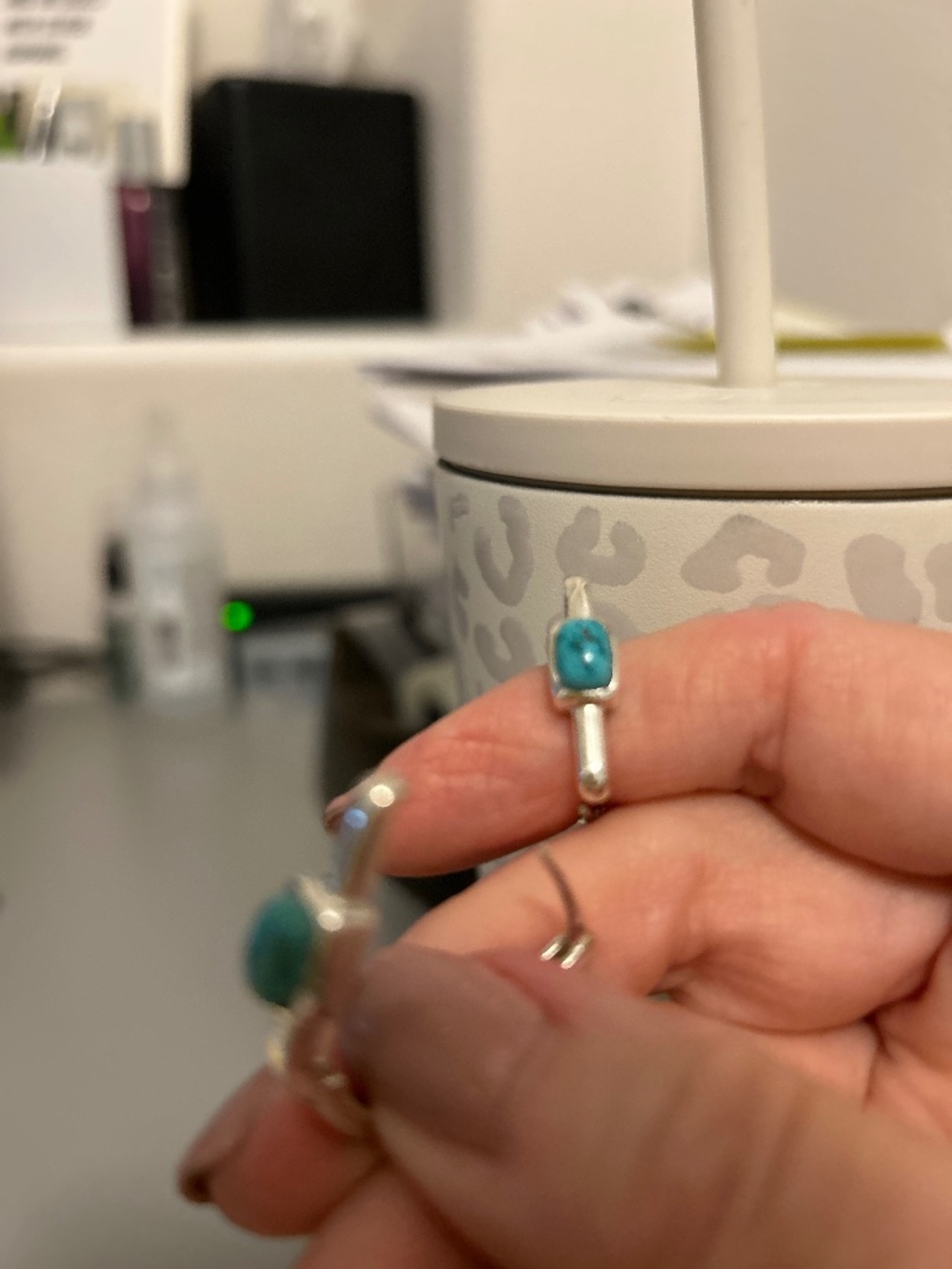 Sterling silver and turquoise huggie earrings
